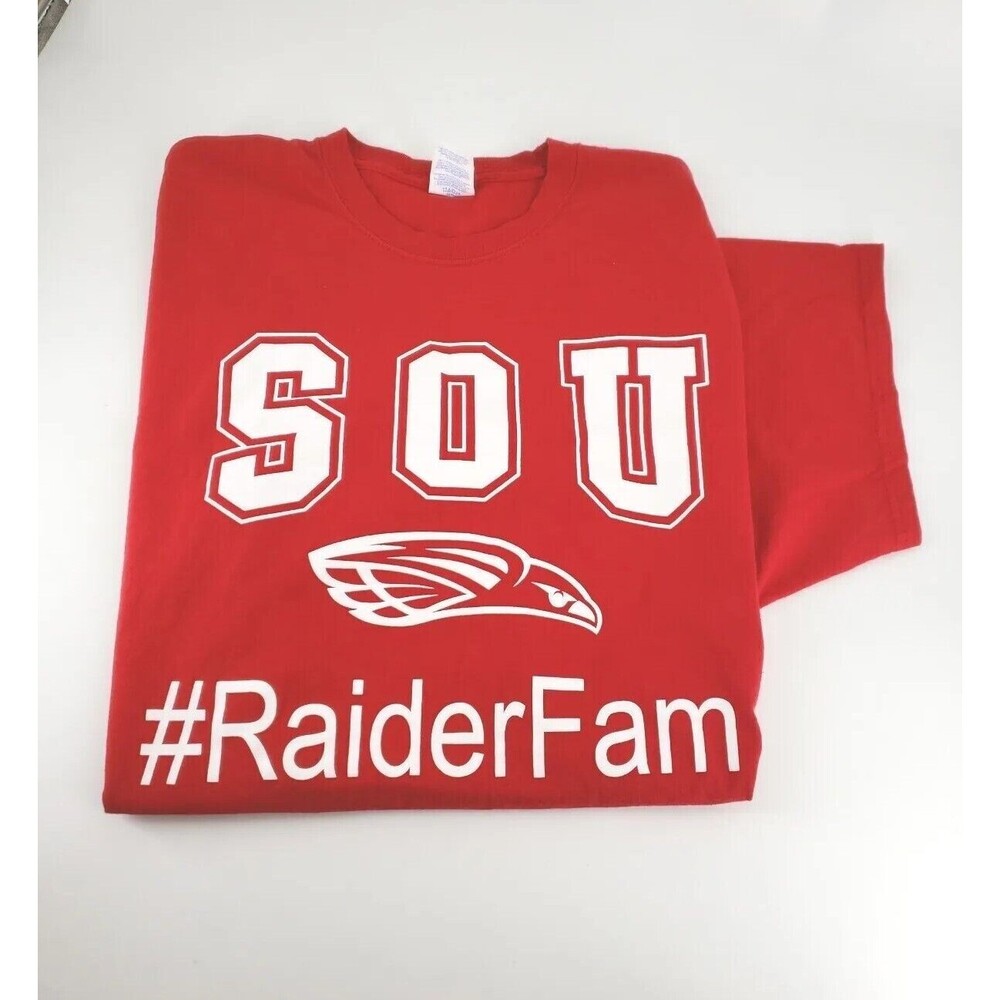 SOU #RaiderFam 100% cotton XL mens college red short sleevet-shirt